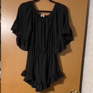 Eesome Black Ruffle Romper
